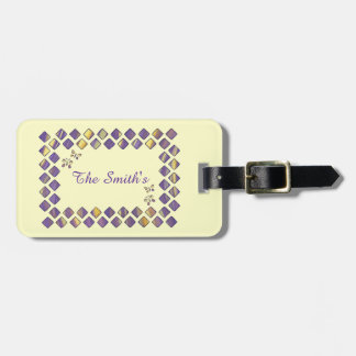 Purple Yellow Diamonds Butterflies Luggage Tags