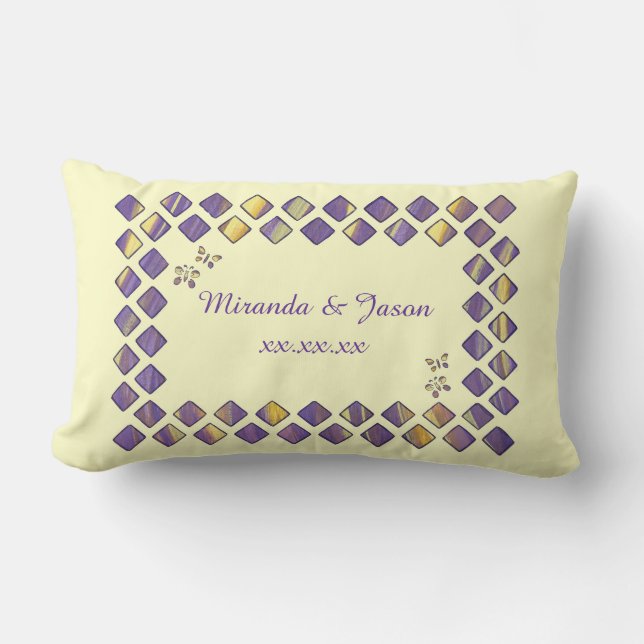 Purple Yellow Diamonds Butterflies Pillows (Front)
