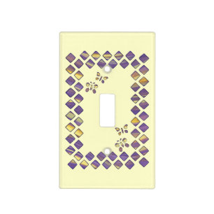 Purple Yellow Diamonds Butterflies Switch Covers
