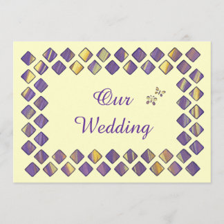 Purple Yellow Diamonds Butterflies Wedding Invites