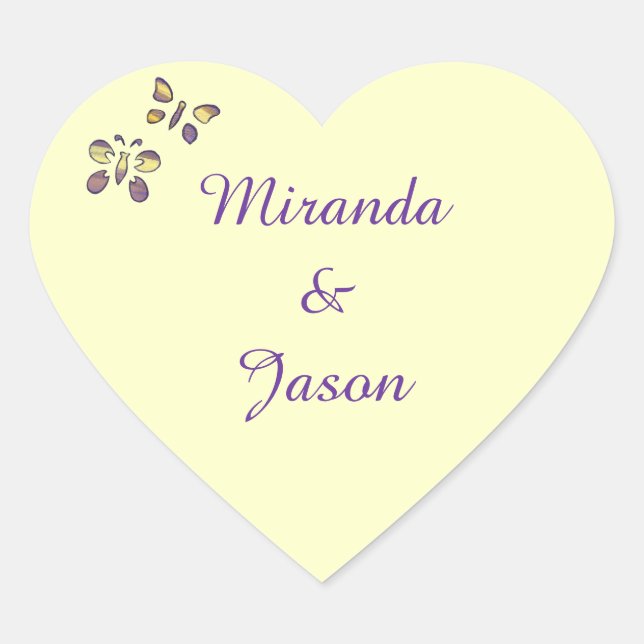 Purple Yellow Diamonds Butterflies Wedding Seals (Front)