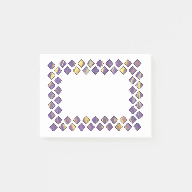Purple Yellow Diamonds Post it Notes (Front)
