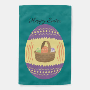 Purple & Yellow Easter Egg Garden Flag