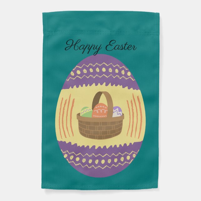 Purple & Yellow Easter Egg Garden Flag  (Front)