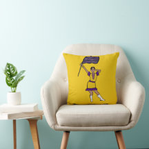 Purple Yellow Flag Dancer #2 Throw Pillow