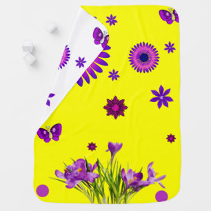 Purple & yellow fleece blanket for her