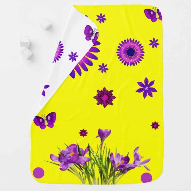 Purple & yellow fleece blanket for her (In Situ)