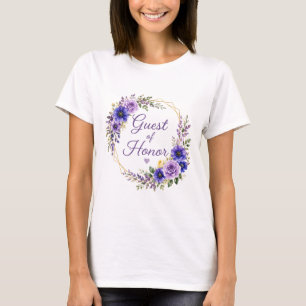 Purple Yellow Floral Guest of Honor Birthday T-Shirt