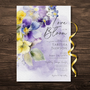 Purple Yellow Floral Love In Bloom Modern Shower Invitation