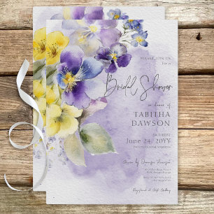 Purple & Yellow Floral Modern Bridal Shower Invitation