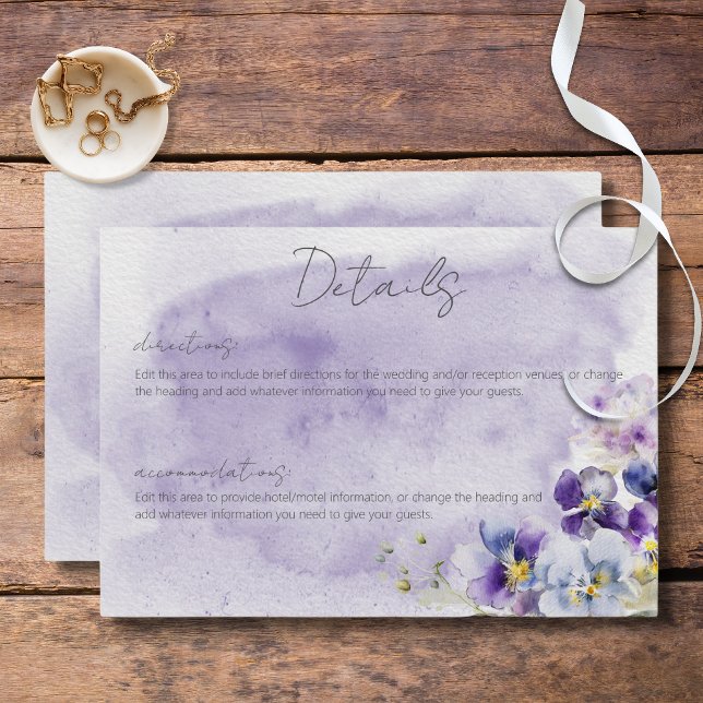 Purple & Yellow Floral Modern Details Enclosure Card (Creator Uploaded)