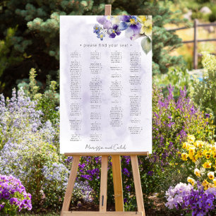 Purple & Yellow Floral Modern Wedding Seating Foam Board