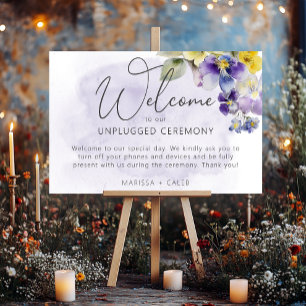 Purple & Yellow Floral Modern Wedding Unplugged Foam Board