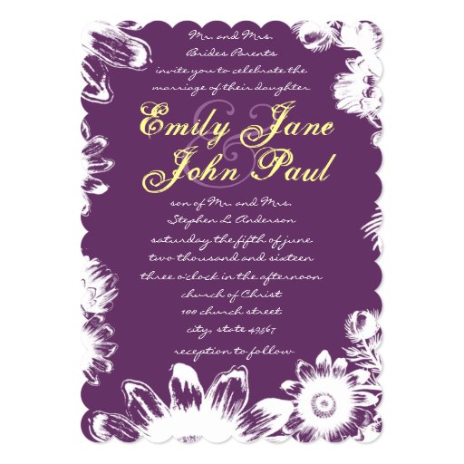 Violet And Yellow Sample Wedding Invitations 10