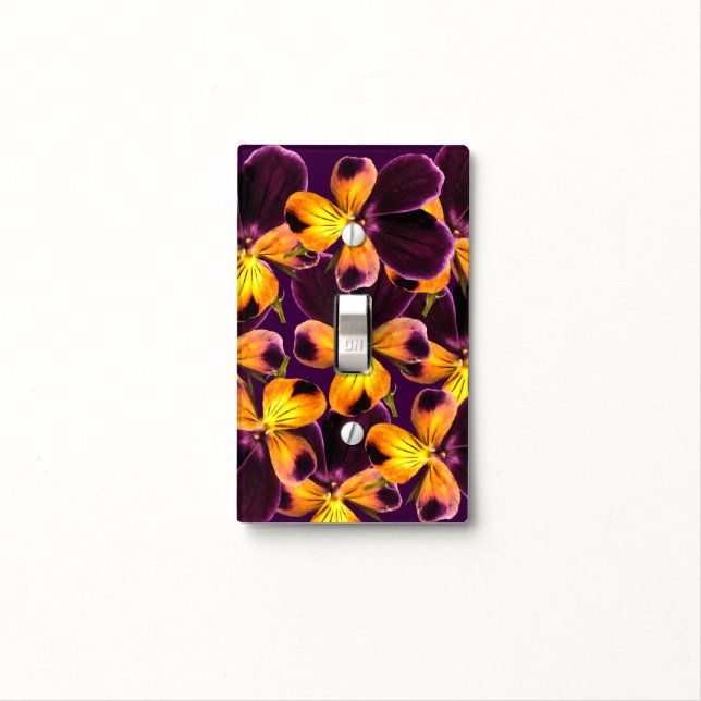 Purple Yellow Flower Abstract Light Switch Cover (In Situ)