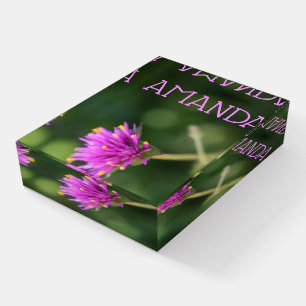 Purple Yellow Flower Floral Garden Nature Photo Paperweight