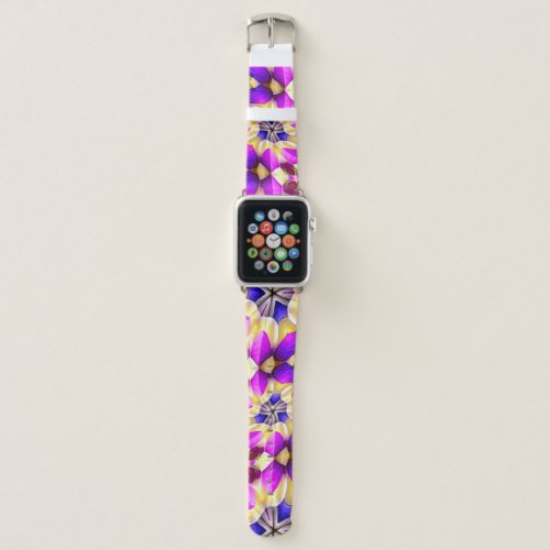 Purple Yellow Flower Pattern Apple Watch Band