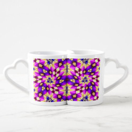 Purple Yellow Flower Pattern Lovers mug