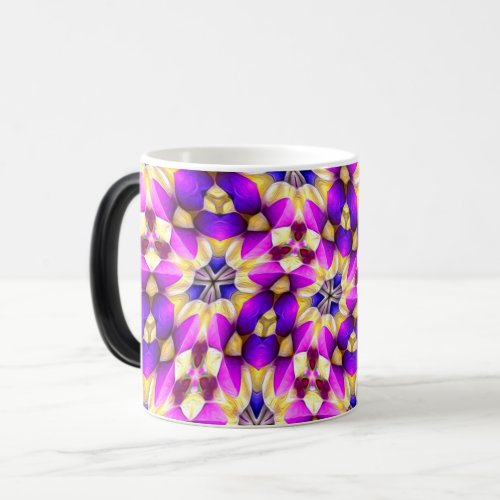 Purple Yellow Flower Pattern Magic Mug