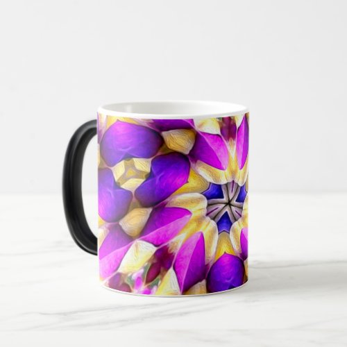 Purple Yellow Flower Pattern Magic Mug