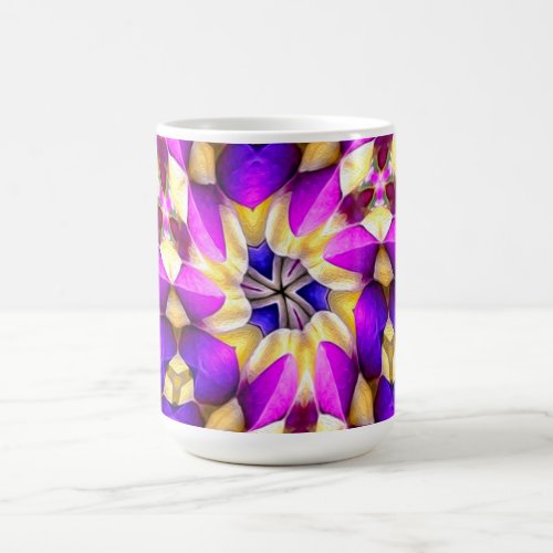 Purple Yellow Flower Pattern Magic Mug