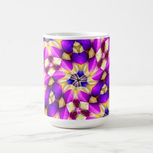 Purple Yellow Flower Pattern Magic Mug