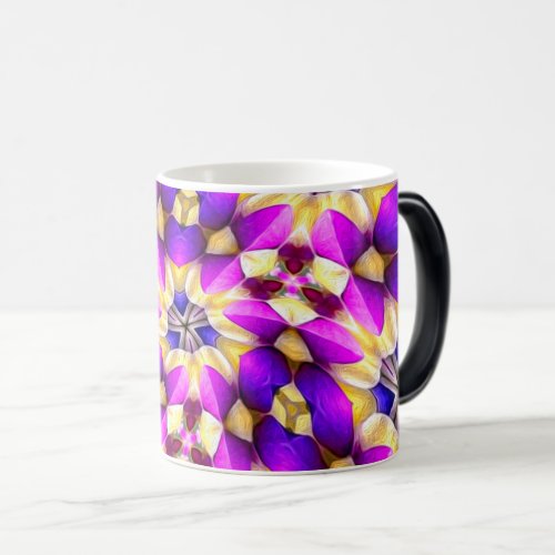 Purple Yellow Flower Pattern Magic Mug