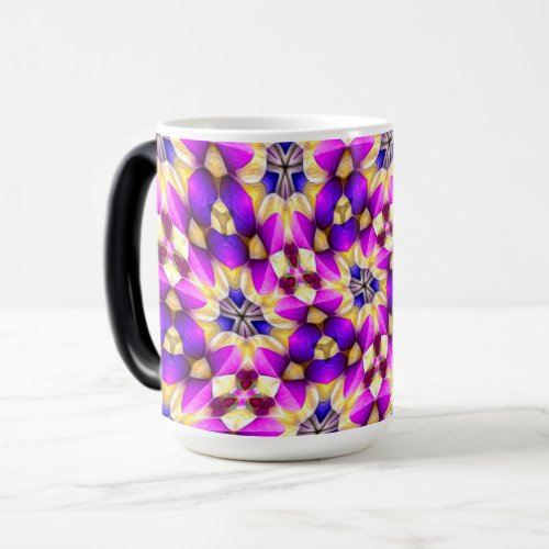 Purple Yellow Flower Pattern Magic Mug
