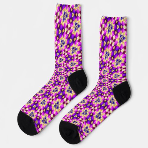 Purple Yellow Flower Pattern Socks