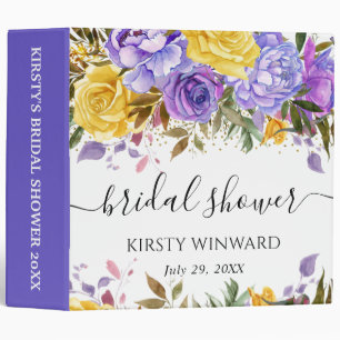 Purple Yellow Flowers Bridal Shower Photo Album 3 Ring Binder