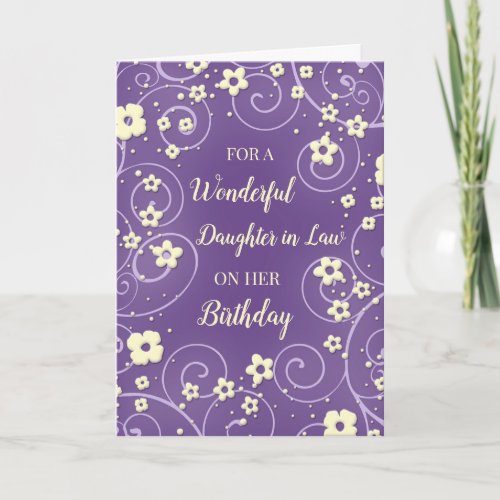 Purple Yellow Flowers Daughter in Law Birthday Card