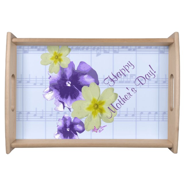 Purple & Yellow Flowers Sheet Music Serving Tray (Front)
