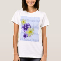 Purple&Yellow Flowers Sheet Music Spaghetti Straps T-Shirt