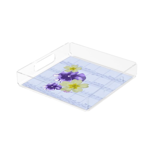 Purple & Yellow Flowers Sheet Music Trinket Tray (Angled)