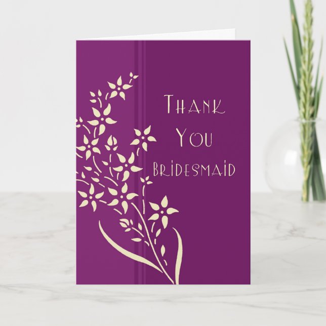 Purple & Yellow Flowers Thank You Bridesmaid Card (Front)
