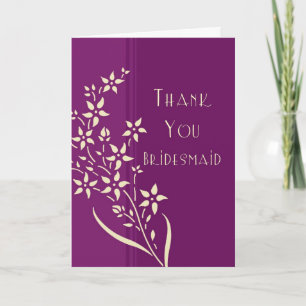 Purple & Yellow Flowers Thank You Bridesmaid Card