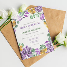 Purple Yellow Flowers Wedding Theme