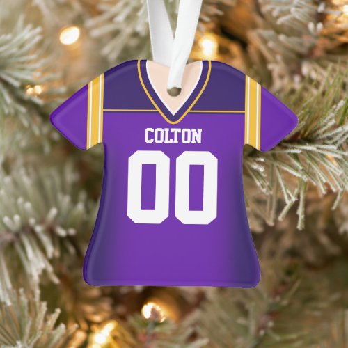 PurpleYellow Football Jersey Ornament