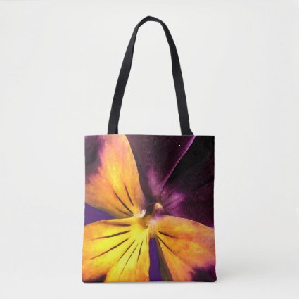 Purple Yellow Garden Flower Abstract Tote Bag