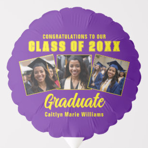 Purple Yellow Graduate Photo Graduation Party Balloon