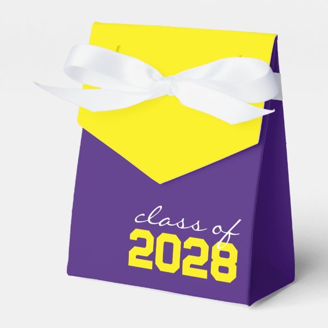 Purple & Yellow Graduation Favor Boxes (Front Side)