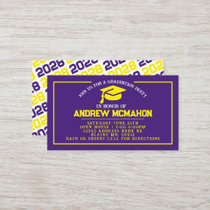 Purple & Yellow Graduation Mini Graduation Invites