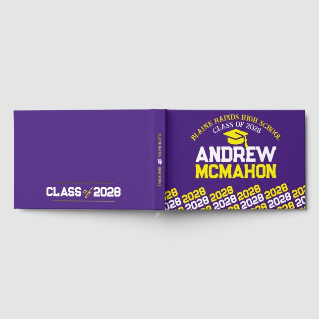 Purple & Yellow Graduation Personalized Guest Book (Full)