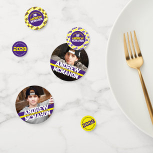 Purple Yellow Graduation Photo Personalized Party Confetti