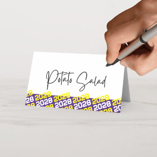 Purple & Yellow Graduation Year Folding Food or Place Card