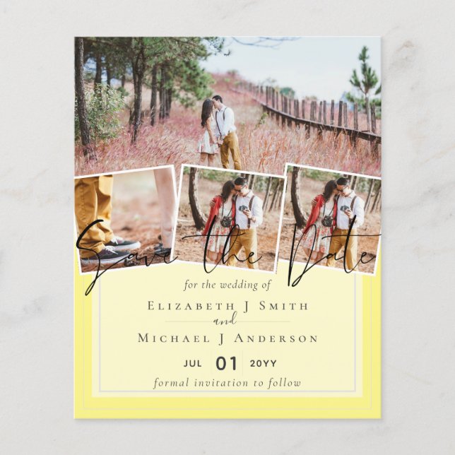 Purple Yellow Gray Color Trends Budget Wedding (Front)