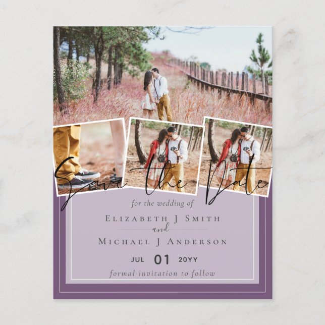 Purple Yellow Gray Color Trends Budget Wedding (Front)