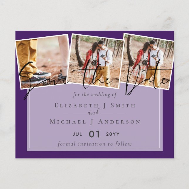 Purple Yellow Gray Color Trends Budget Wedding (Front)