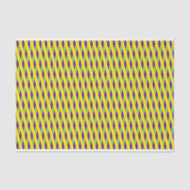 PURPLE YELLOW GREEN MARDI GRAS DIAMOND PATTERN TISSUE PAPER (Front)