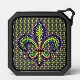 Purple yellow green Mardi Gras fleur de lis Bluetooth Speaker